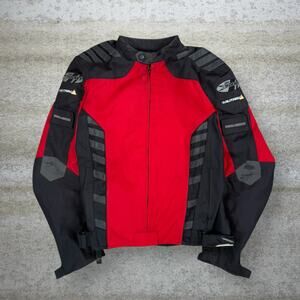 Vintage 90s Joe Rocket Motorcycle Jacket Mens L Red Black Full Zip with Padding